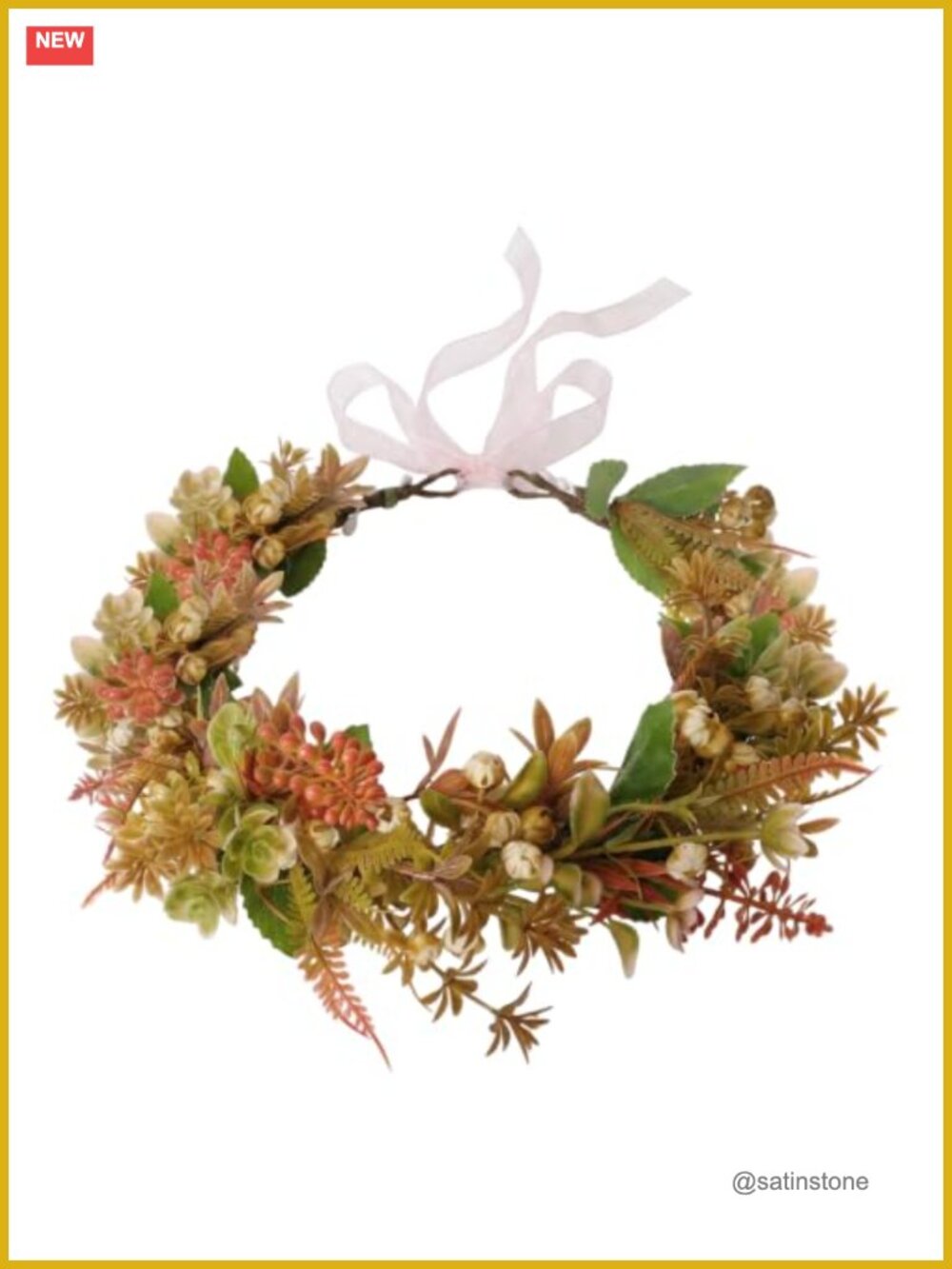 Handcrafted Fairy Crown Flower Floral Headpiece Adjustable Ribbon for Women
